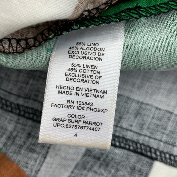 Derek Lam Linen Dress Size 4 Short Cap sleeve Zip up Geometric Multicolor Earthy - Picture 6 of 15